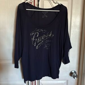 Guess 3 quarter sleeve woman’s top in navy blue, size L